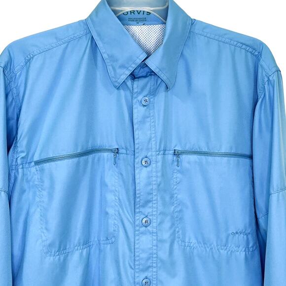 Orvis Performance Blue Fishing Shirt Vented Roll Up Sleeves Lightweight Medium - Picture 2 of 8